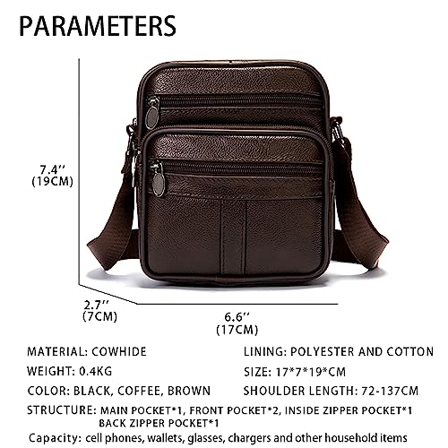 Small Shoulder Bag Leather for Men Crossbody Phone Bag Waterproof Messenger Bag Zipper Cross Body Sling Holster Handbag3