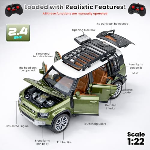 Image of Zest 4 Toyz Die Cast Remote Control Car Toy for Kids Die Cast Metal Car with Mist Spray Action Rechargeable Off Road RC Vehicle for Boys & Girls Age 3+ (Green)