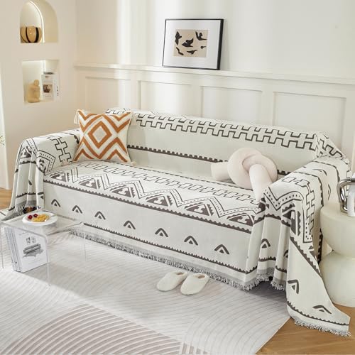 VanderHOME Manta Sofa Verano, Jarapas para Sofas, Manta Decorativa Boho Reversible, Antimanchas y Antipolvo – Ideal para Sofá, Silla, Cama o Viajes 180 * 420cm-Curry Oscuro