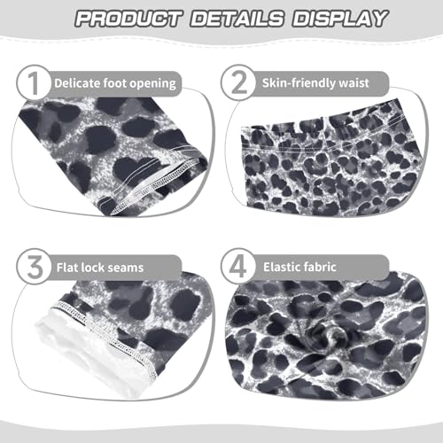 ALAZA Girls' Leggings Children's Yoga Pants Skinny Printed Dance Grey Leopard Print Comfortable 4T2