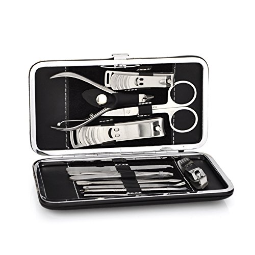 ALICE Luxury Manicure Pedicure Set Nail Scissors Nail Clippers Kit 12pcs with Leather Case
