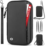 Looxmeer Family Passport Holder, RFID Travel Wallet for Women & Men, Waterproof Document Organiser, Travel Essentials for Credit Cards, Tickets, Cash, Coin, Phone, Pen with Crossbody & Wrist Strap