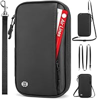 Looxmeer Reisepass Tasche Familie Reisepasshülle, Wasserdicht Reiseunterlagen Organizer mit RFID-Blocker, Reisedokumenten Tasche, Reiseunterlagen Mappe, Ausweistasche für Tickets Ausweis, Schwarz