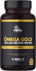 Ômega 3 Gold 1.100mg Óleo de Peixe Concentrado EPA 660mg DHA 440mg Puro com Selo Meg-3 + Vitamina E 60 Cápsulas Original Premium Capfy. Nutrition