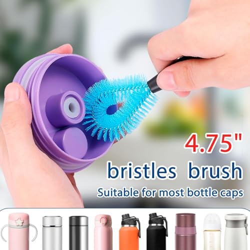 Image of Bottle Cleaner Brush Set, 3 Pcs Bottle Cleaning Brushes with 15 Inch Long Handle, Straw Brush & 3-in-1 Lid Cleaner for Water Bottles, Baby Bottles, Tumblers, Thermos, Flasks & Mugs