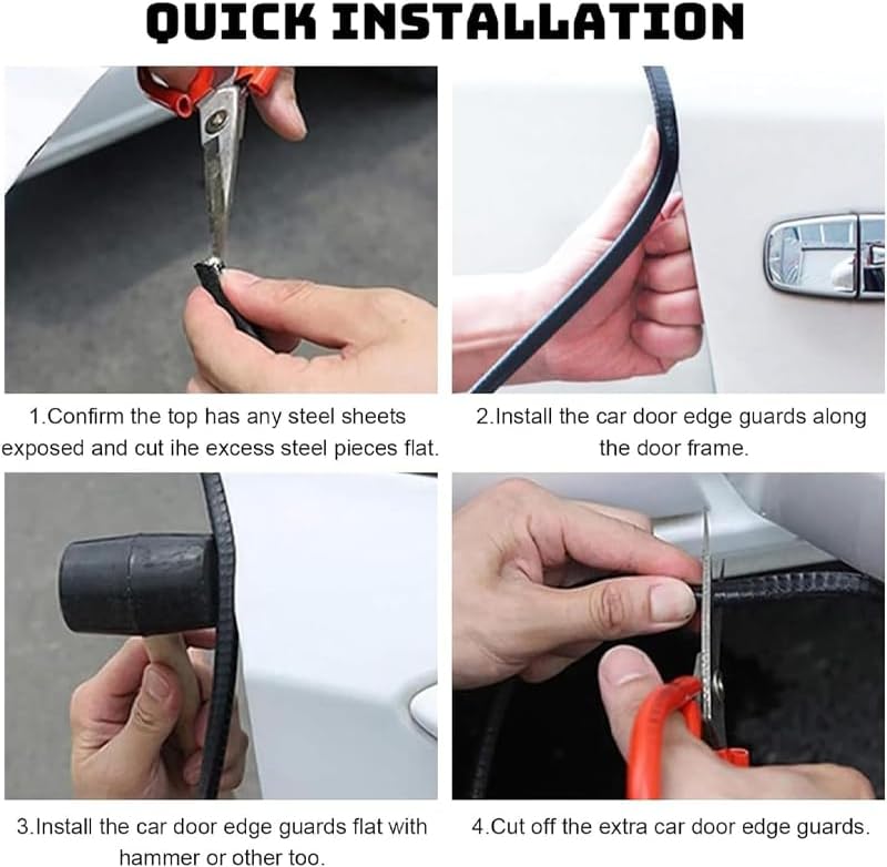 Car Door Edge Guards Black for Ford F150 2021 2022 2023 2024 2025, Car Guards Protector, Rubber U-Shaped Automotive Trim, No Glue Required,10m