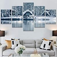 SIGNWIN 5 Panel Canvas Wall Art Winter Trees for Home Decorations Ready to Hang - 60
