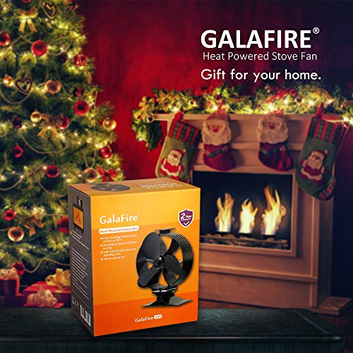 GALAFIRE [ 2 Years ] Large Airflow Heat Powered Log Burner Wood Stove Fan Eco Fan with Fireplace Accessories Magnetic Stove Thermometer - Thumbnail 4