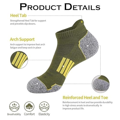 Image of MOMISY Men's Premium Cotton Cushion Ankle length Socks, (Multicolor) Pack of 5 (Free Size)