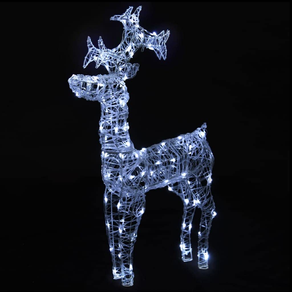 3er Set Rentier Weihnachtsdekoration Acryl, LED Weihnachtsbeleuchtung für Garten & Innenbereich, 39,4 Zoll Leuchtfiguren, Kaltweißes Licht mit 8 Leuchtmodi