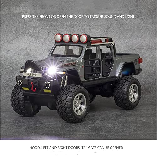 Image of DEUSON ECOM 1:32 Rubicon Toy Car for Kids Diecast Metal Model Cars Light Sound Pull Back Toy Car for Kids