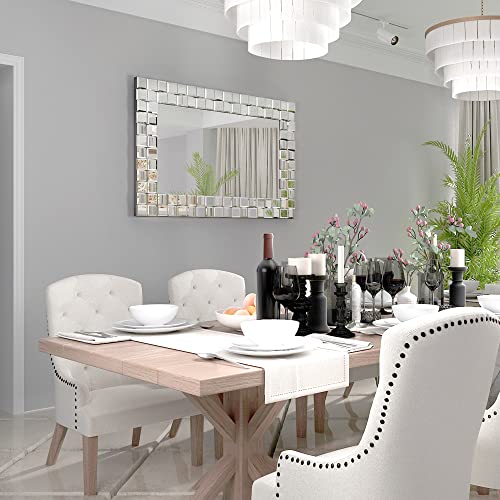 Autdot Large Mirrors For Wall Decor, 36''X24'' Elegant Accent Mirror With 3D Glass Frame, Rectangle Decorative Mirror For Living Room, Bathroom #TOP7