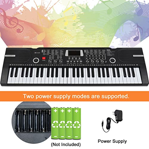 61 Keys Keyboard Piano, Electronic Digital Piano With Built-In Two Speaker Microphone, With Sheet Stand, Portable Keyboard Gift Teaching For Beginners - Black #TOP4