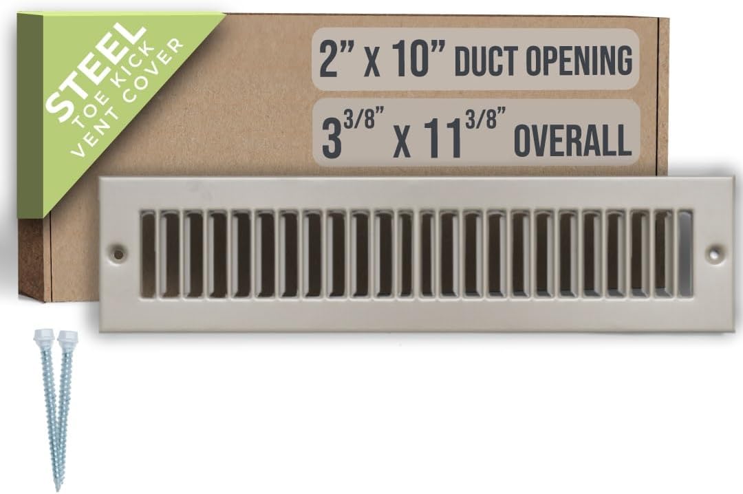 Handua Brown Steel Toe Kick Vent Cover for 2x10 Duct | Cabinet Register Grille, 3-3/8x11-3/8 Outer, Easy Install HVAC Vent
