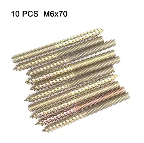 Image of Hanger Bolt M6x70 Double Headed Bolt Self-Tapping Screw for Furniture 10Pcs