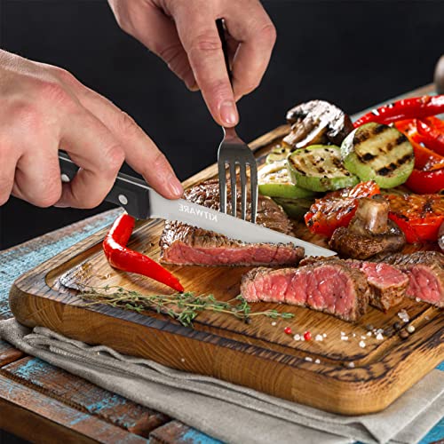 Kitware Steak Knives Set In Gift Box,4.5 Inch Sharp Steak Knives Set Of 6, Serrated Edge Knife With Black Handle,Stainless Steel Knifes For Bread thumb #4