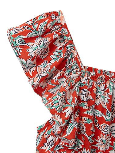 Image of CuB McPAWS be curious CubMcPaws Girls Sleeveless Floral Printed Rayon Red Dress