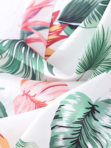 Image of WDIRARA Girls 2 Piece Summer Outfits Ruffle Trim Sleeveless Top & Tropical Print Pants with Belt Beach Hawaiian Set