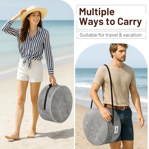 SLEEPING LAMB Cowboy Hat Box for Travel and Storage, Collapsible Cap Organizer Case with Handles & Shoulder Strap for Men Carry Cap Bag, Large Hat Box for Women Storage for Closet, Grey - Thumbnail 5