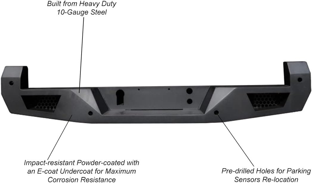 Black Horse Off Road Armour Heavy Duty Rear Bumper Matte Black Compatible with 2016-2023 Toyota Tacoma (Excludes models with Rear Cross Traffic Alert)-ARB-TA16