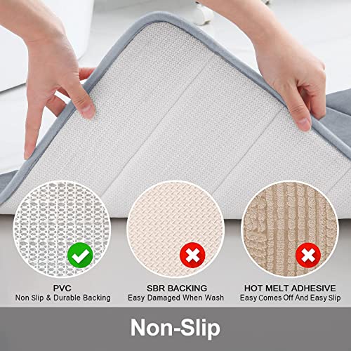 Image of Buganda Memory Foam Bath Mat Rug, Ultra Soft and Non-Slip Bathroom Rugs, Water Absorbent and Machine Washable Bath Rug for Bathroom, Shower, and Tub, 32 inch x 20 inch, Gray
