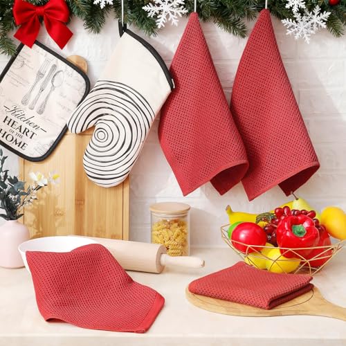 image for Homaxy 100% Cotton Waffle Weave Kitchen Dish Cloths, Ultra Soft Absorb
