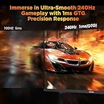 KOORUI 25 Inch Curved Gaming Monitor 240Hz FHD 1080P Computer Monitor, 1500R 1ms GTG Display, Adaptive Sync, 90% DCI-P3,HDR, Eye Care, Tilt Adjustable, VESA 75x75mm, Black,G2511XC - Image 2