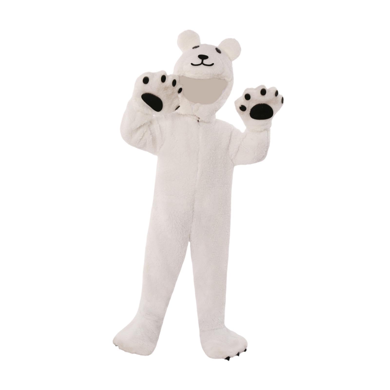 TISHITA Cosplay Jumpsuit Kinder Plüschoverall Kapuzenanzug mit Und Handschuhen Aus Langärmligem Material für Halloween Karneval Familienspiel, M