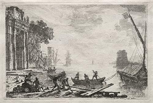 Poster Le coucher de soleil par Claude Lorrain toile 50 x 70 cm décoration murale