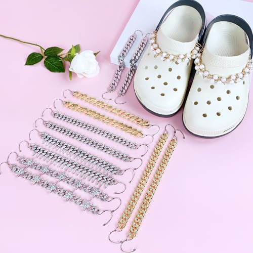 Image of Bling Shoe Chains For Adults Women Men Teens Girls Boys, Rhinestone Chain Shoe Charms For Clog Sandals,Shoe Decoration Accessories For Birthday Gifts Party Favors
