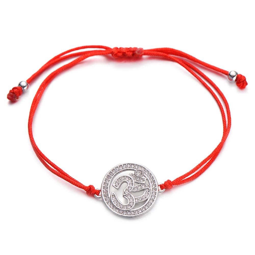 Pipitree Hinduism AUM OM Buddhist Charm Bracelet Red String Handmade CZ Bracelets for Women Men Fashion Jewelry Gift Adjustable
