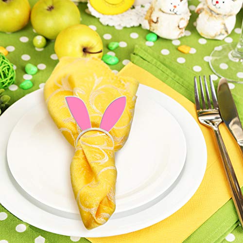 Bunny Ears Napkin Rings Easter Napkin Ring Holder Metal Napkin Holder Home Table Decor For Spring Easter Rustic Summer Modern Bunny Parties Occasion (Pink, 12) #TOP6