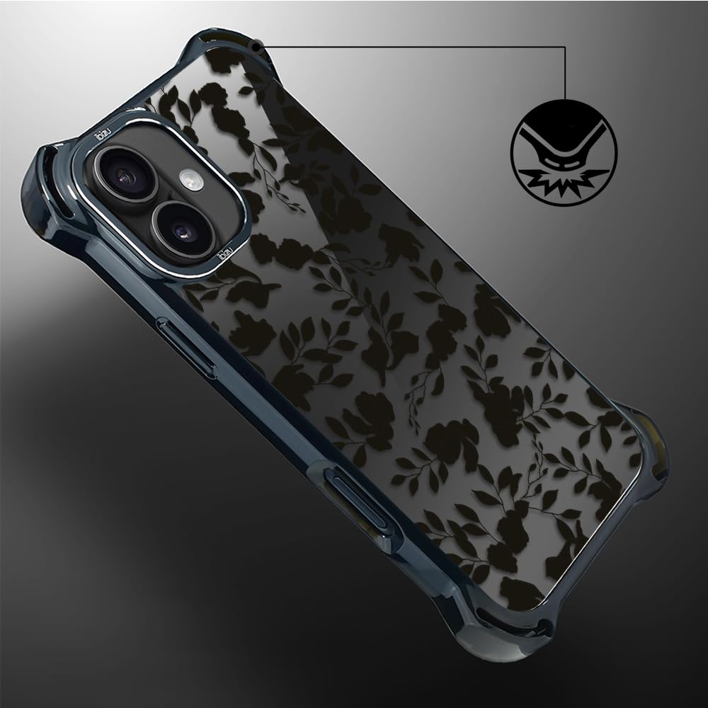 Etui do iPhone 16 IBIZU DropGuard Ultra kompatybilne z MagSafe, Midnight, Cienie liści