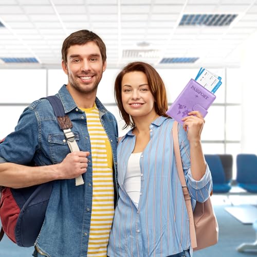 Image of Eoehro Passport Holder for Travel Essentials, Passport Wallet Cover Case for Travel Must Haves Accessories,Passport Book Holders for Women and Men(Light Purple)