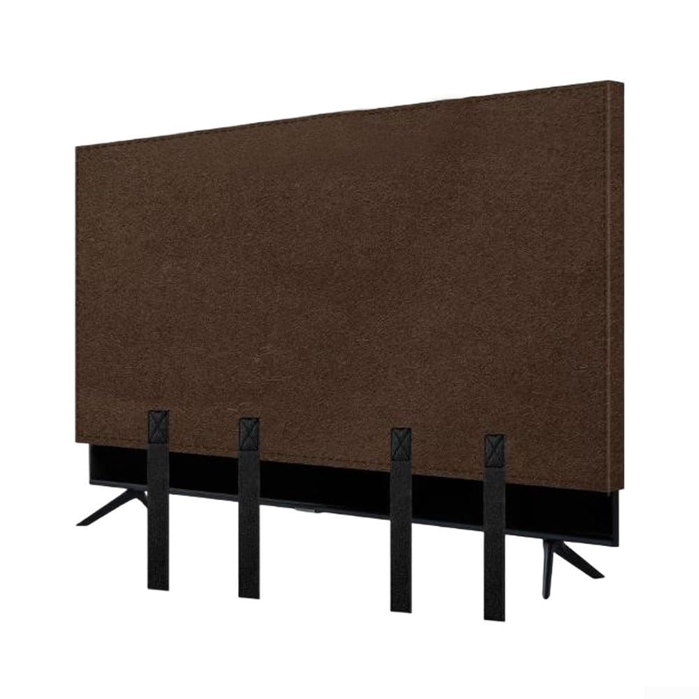 Cubierta de fieltro marrón para pantalla de TV con correas inferiores para televisores de plasma LED de 55, 65, 75 pulgadas, a prueba de polvo, resistente a los arañazos (75 pulgadas)