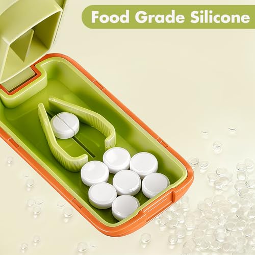 Image of JohnBee Pill Cutter - Sharp & Durable Silicone Pill Splitter, Non-Slip Base, Portable Tablet Cutter for Daily Medication, Vitamins & Supplements. Designed for Swallowing Difficulties & Pets (Green) | Sharp & Durable Silicone Pill Splitter, Non-Slip Base, Portable Tablet Cutter, For Swallowing Difficulties & Pets