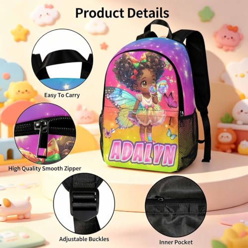 Image of Custom Backpack for Girls Kid Personalized Backpacks Back to School Set | Kids Customized Toddler Girl Backpack with Lunch Bag Book Bag Kindergarten Prek Preschool Birthday Gifts Shiny Little Girl