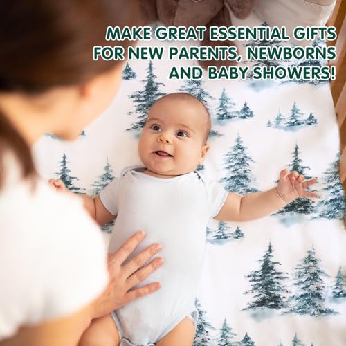 Image of JISEN Fitted Crib Sheets 1 Piece Soft Breathable Baby Crib Sheets for Standard Crib and Toddler Mattress Baby Bed Sheets for Crib for Baby Boys Girls Neutral 28x52 Inch Woodland