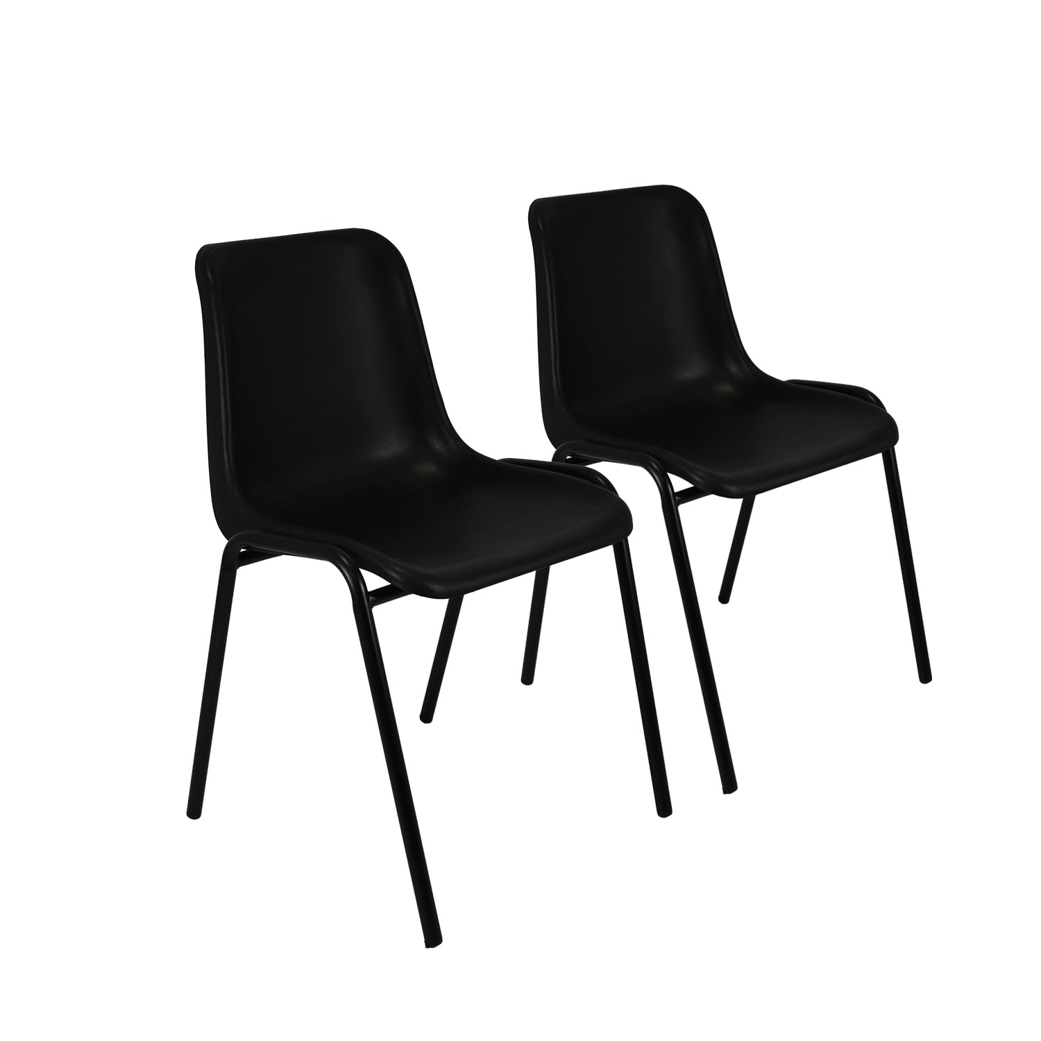 Meta Furniture Unassembled Mid-Century Modern Style Lounge Plastic Side Chairs for Kitchen, Dining, Bedroom, or Living Room (2, Matt Black)