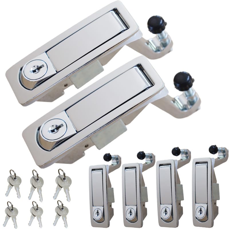 Image of 6PCS Compression Latch Lock Trigger Latch Lock Adjustable Lever Hand Operated Push Button Actuation Compression Latches Flush Mount (Silver-with Keys)