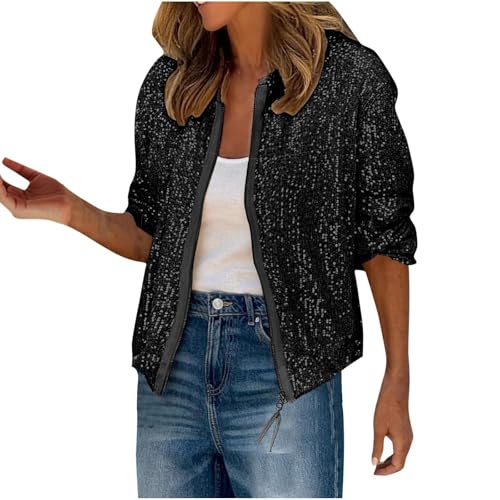 Veste courte à paillettes femme : veste scintillante ample de soirée chic