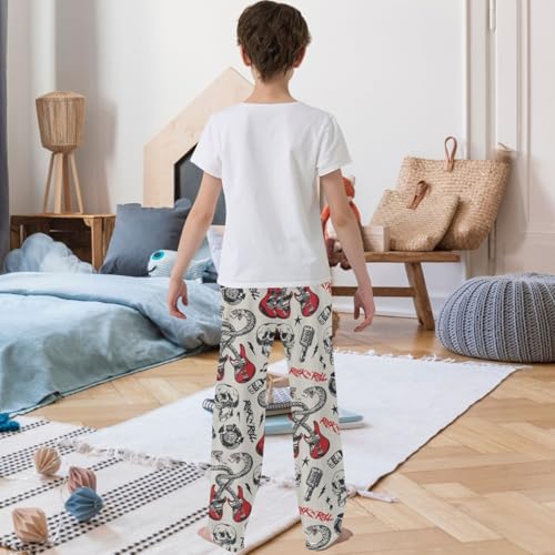 Boy's Pants Colorful Guitar Skull Jogger Pants Elastic Waist Long Bottoms Trousers with Pockets 6-14 Years3
