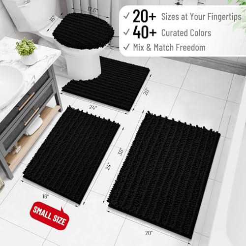 Image of Arotive Luxury Large Bathroom Rugs 40x32, Extra Soft Thick Absorbent Shaggy Chenille Bath Rugs, Machine Wash Dry, Bath Mats for Bathroom Floor, Tub and Shower, Home Decor Accessories, Black