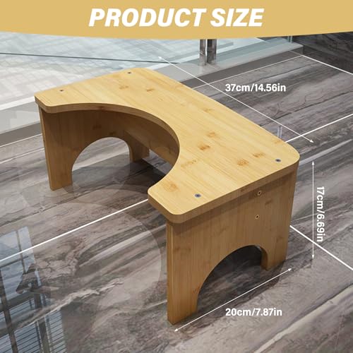 Toilettenhocker Holz, Bambus Toilettenhocker, WC Hocker für Erwachsene, Kackhocker Hocker Toilette, Tragbarer Toilettenhocker, Klohocker Toiletten, Badezimmer-Kothocker, Schwarz, 37x20x17 cm