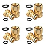 Garden Hose Quick Connector, Solid Brass Standard 3/4...