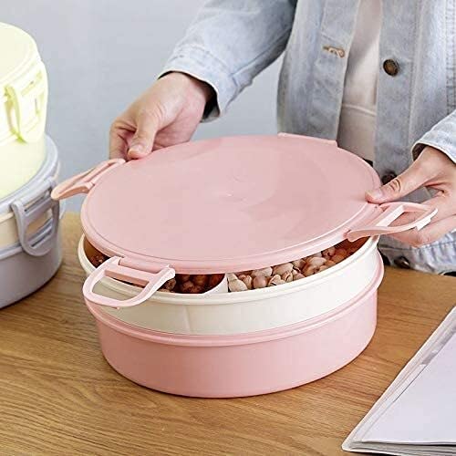 Caja de frutas secas Nueces Contenedor de almacenamiento de dulces Placas Bandeja de frutas secas de dos pisos con caja de dulces con tapa Sala de estar Snack Home Nuts Caja de semillas de melón Plato