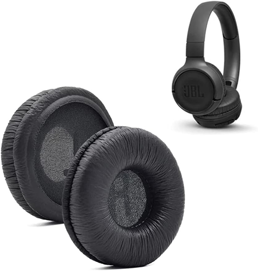 Earpad Cushion Compatible with JBL C300SI, T250SI, T450, T460BT, T600, T500BT, 520BT Headphones, Frog Leather & Soft Memory Foam 70mm Ear Pads Cushions (Black)