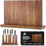 ENOKING Extra Large Magnetic Knife Block, 15.2-In Acacia Wood Knife Holder for Home Kitchen, Universal Knife Holder Stand with Strong Enhanced Magnets for Safe and Multifunctional Knife Storage