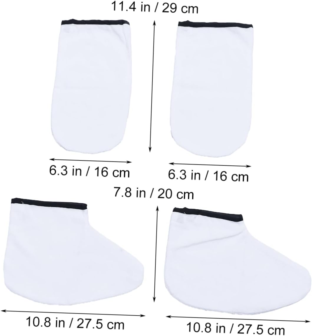 Mipcase 2pairs Paraffin Wax Therapy Gloves and Booties Cotton Insulated Mitts for Hand and Treatment Cozy and Washable for Nourishing Skin and Relaxation