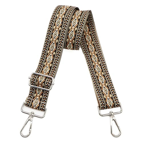 Image of LEMEDE Purse Strap Adjustable Replacement Crossbody Bag Straps Retro Jacquard Embroidery Shoulder Straps for Shoulder Bag